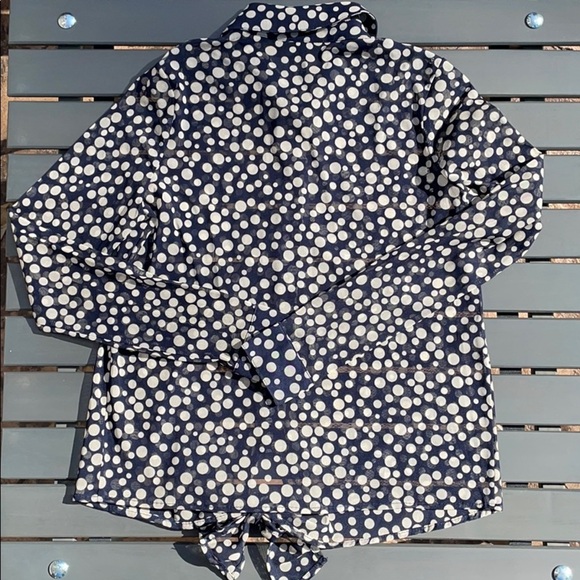 INC women’s navy polka dot button down shirt size small - Picture 7 of 8